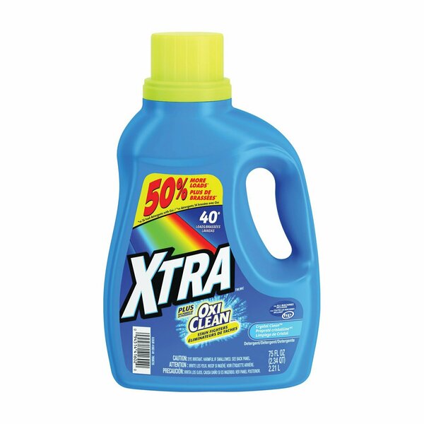 Church & Dwight Xtra 41602 Laundry Detergent, 75 oz, Bottle, Liquid, Clean Crystal 94514-41602